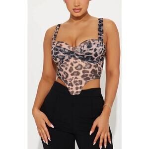 Fashion Nova Fierce Mesh Corset Top Size 3X Leopard Animal Print Cheetah NEW